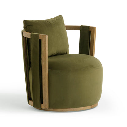 Paolo Upcycled Contract-Grade Fabric Swivel Accent Chair - Green