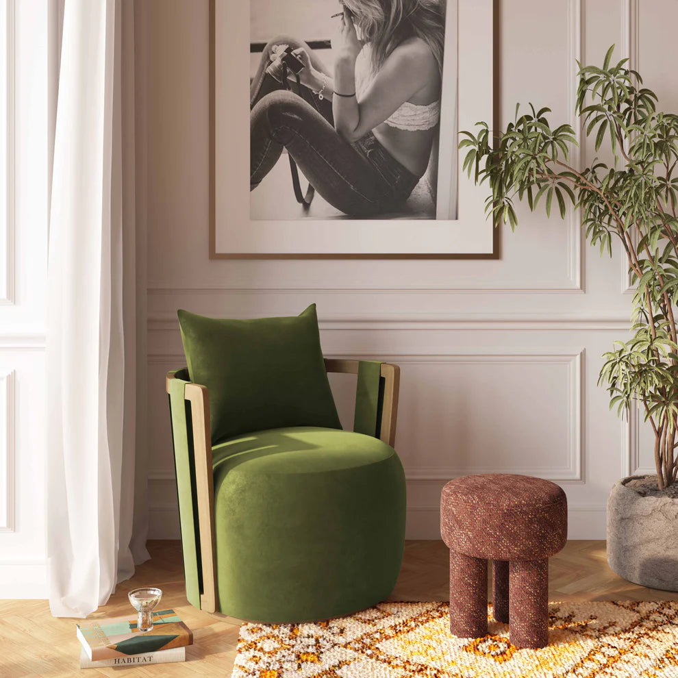 Paolo Upcycled Contract-Grade Fabric Swivel Accent Chair