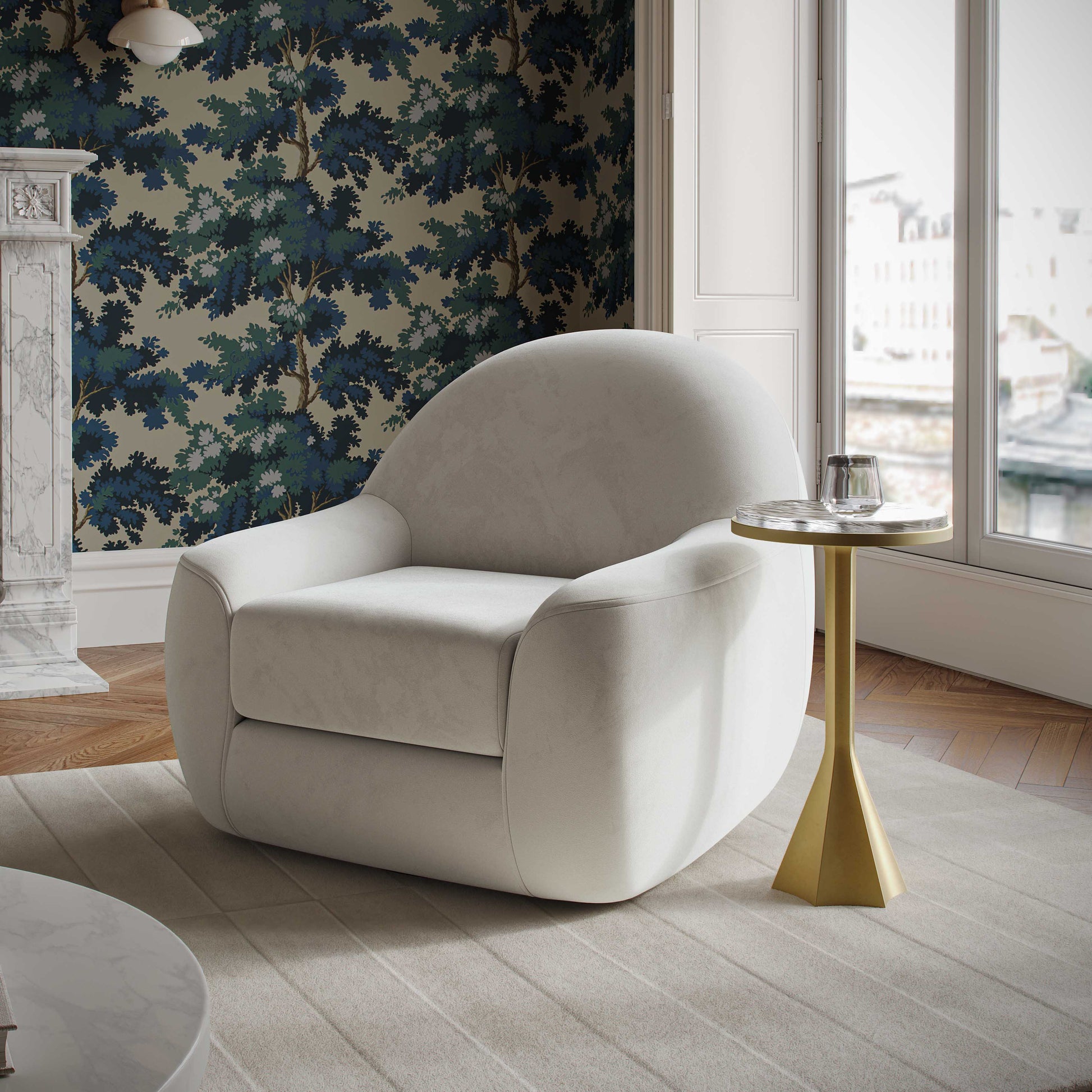 Tiago Performance Velvet Swivel Accent Chair