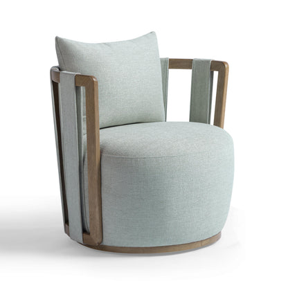 Paolo Textured Contract-Grade Weave Fabric Swivel Accent Chair - Mint Green