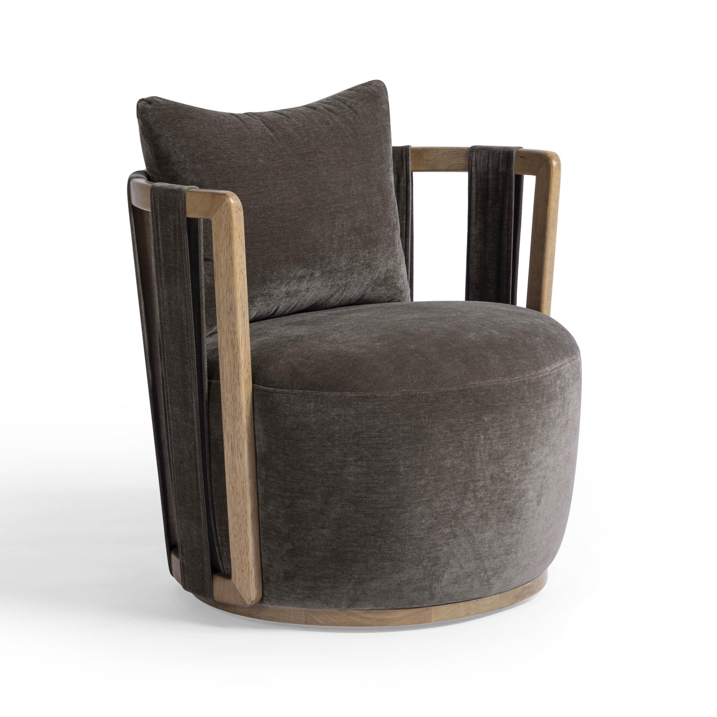 Paolo Upcycled Contract-Grade Fabric Swivel Accent Chair - Storm Grey