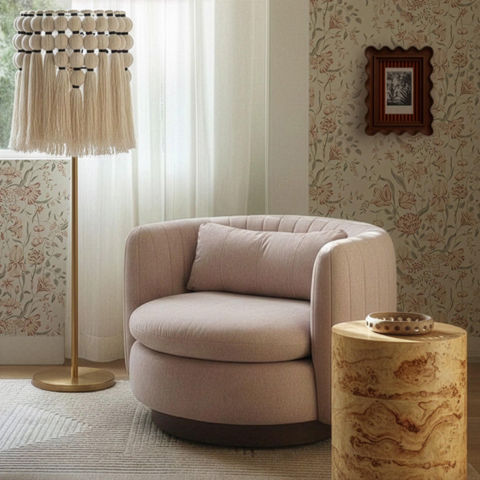 Fig Natural Burl Drum Side Table