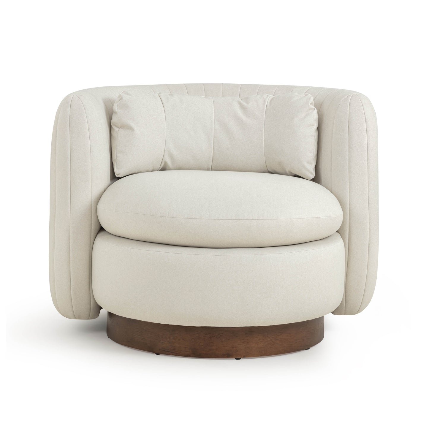 Nura Cream Performance Vegan Mohair Swivel Accent Chair - Default Variant