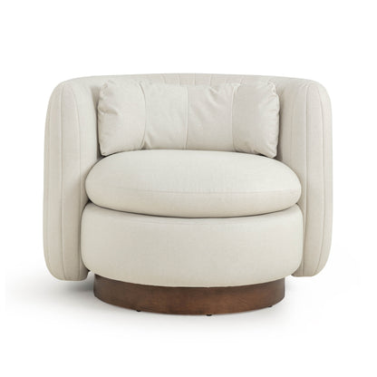 Nura Cream Performance Vegan Mohair Swivel Accent Chair - Default Variant