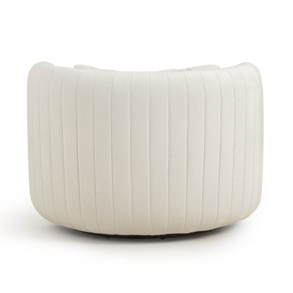 Nura Cream Performance Vegan Mohair Swivel Accent Chair
