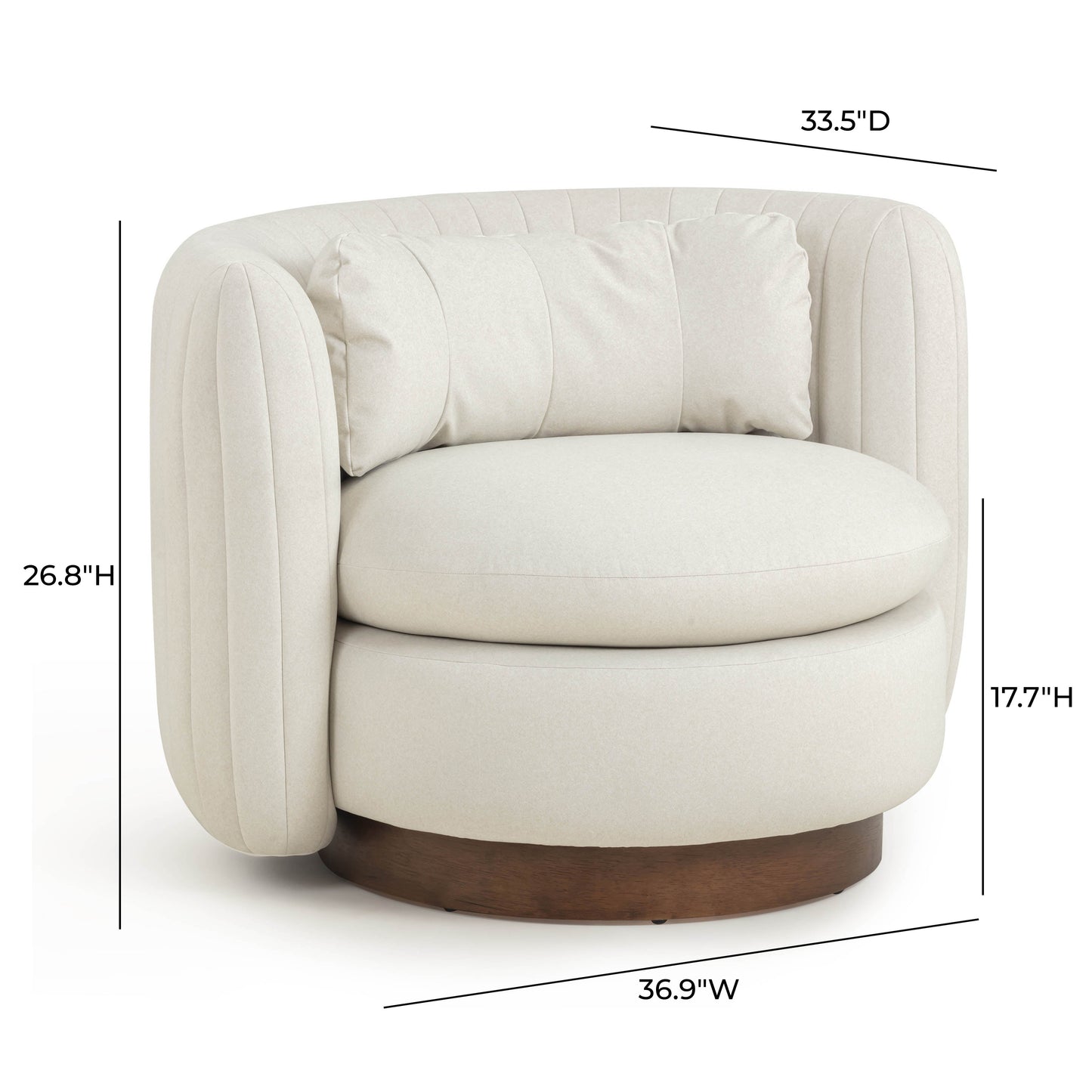 Nura Cream Performance Vegan Mohair Swivel Accent Chair