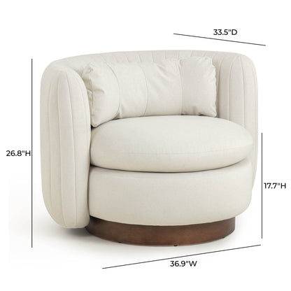 Nura Cream Performance Vegan Mohair Swivel Accent Chair