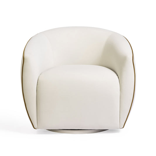 Jordan Contrast Piping Performance Velvet Swivel Accent Chair