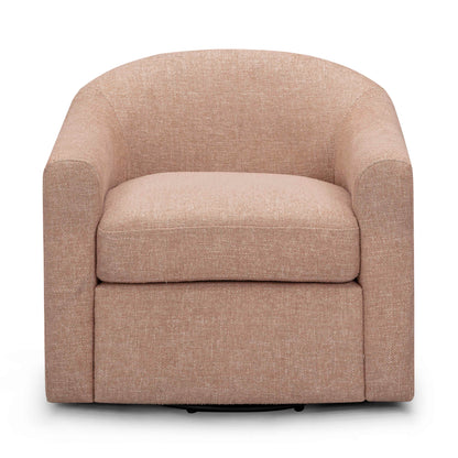 Thao Contract-Grade Basketweave Fabric Swivel Accent Chair - Blush