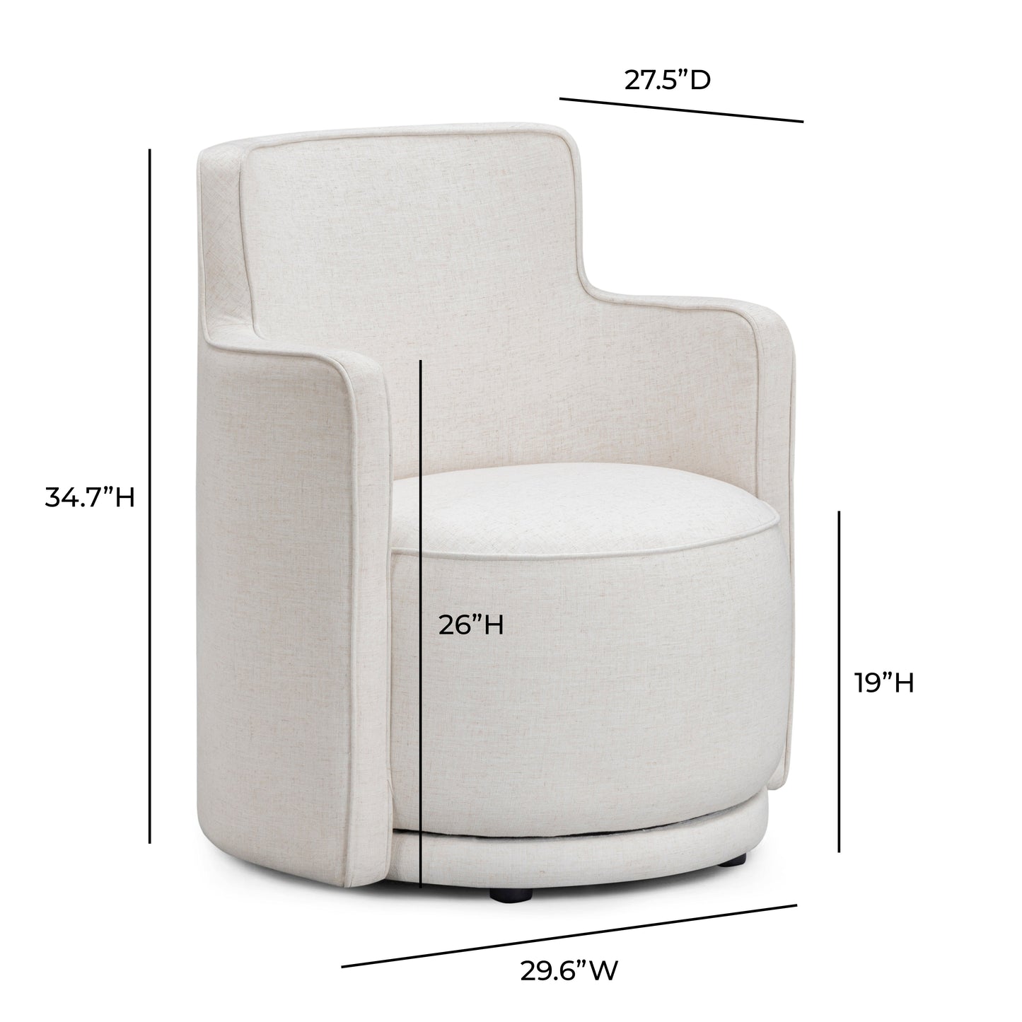 Passe Cream Upcycled Performance Linen Swivel Accent Chair