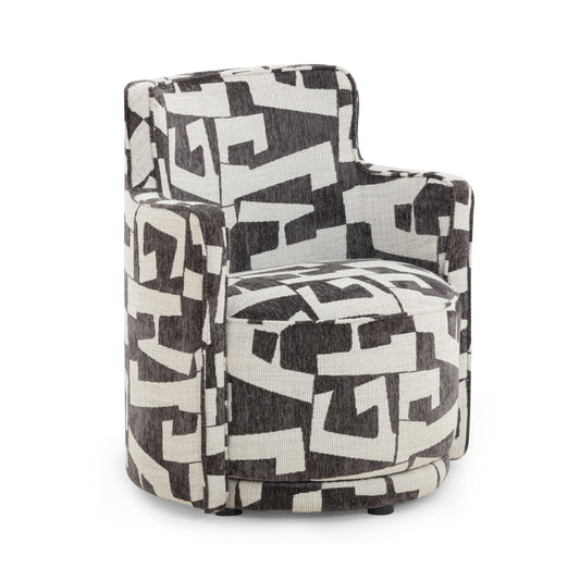 Passe Black Performance Jacquard Swivel Accent Chair - Default Variant