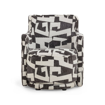 Passe Black Performance Jacquard Swivel Accent Chair