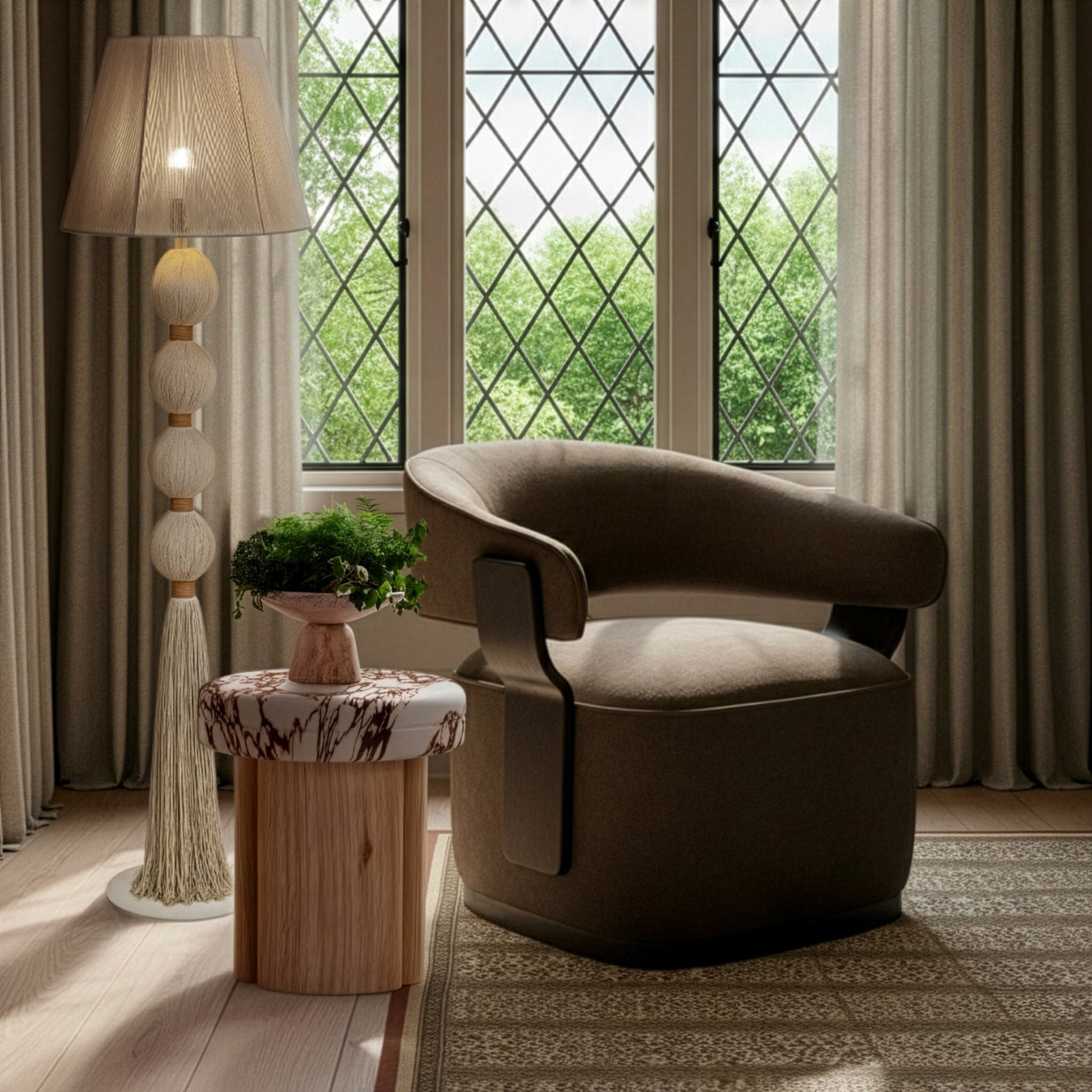 Madison Linen Performance Chenille Swivel Accent Chair