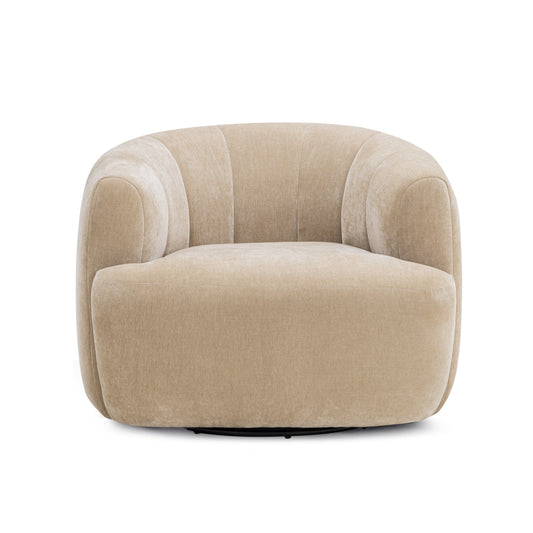 Jasmine Upcycled Contract-Grade Basketweave Fabric Swivel Accent Chair