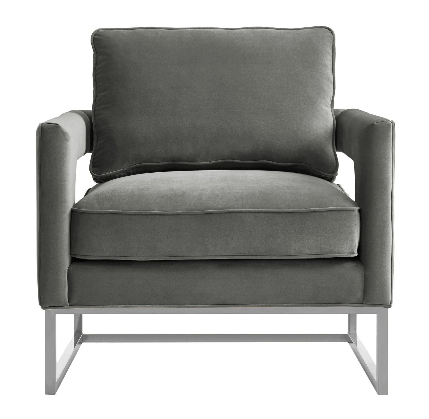 Avery Grey Performance Velvet Accent Chair with Silver Base