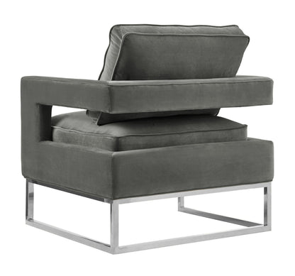 Avery Grey Performance Velvet Accent Chair with Silver Base