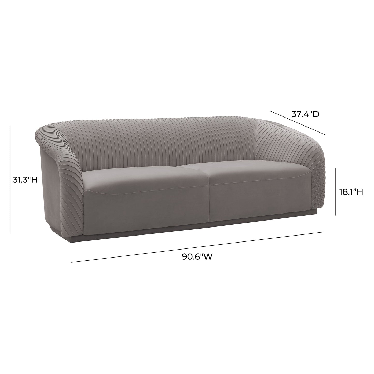 Yara 90.6" Pleated Performance Velvet Sofa by Inspire Me! Home Decor