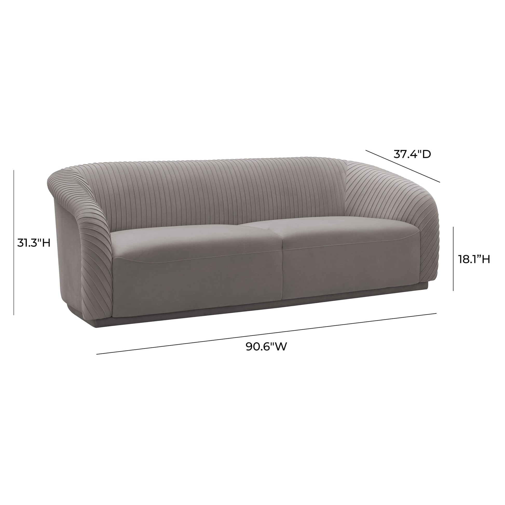 Yara 90.6" Pleated Performance Velvet Sofa by Inspire Me! Home Decor