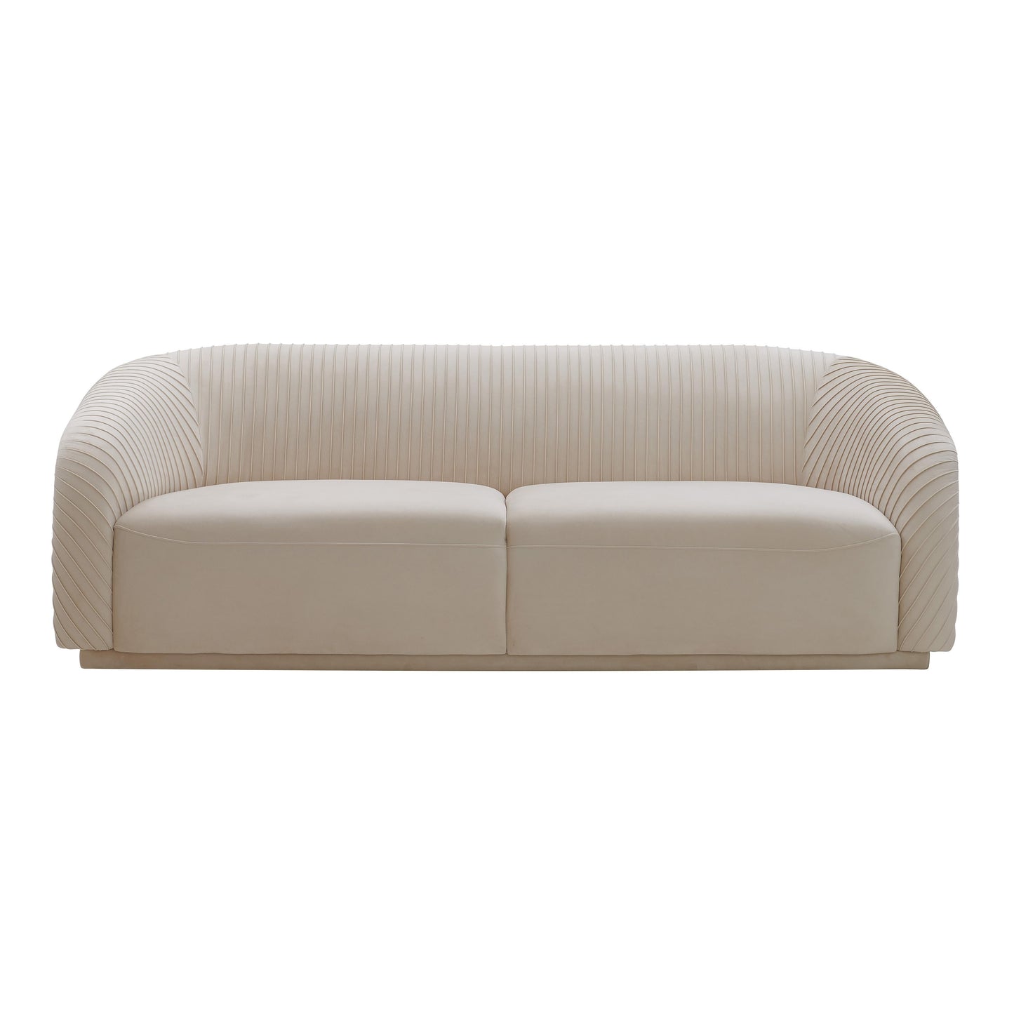 Yara 90.6" Pleated Performance Velvet Sofa by Inspire Me! Home Decor - Beige