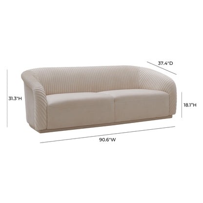Yara 90.6" Pleated Performance Velvet Sofa by Inspire Me! Home Decor