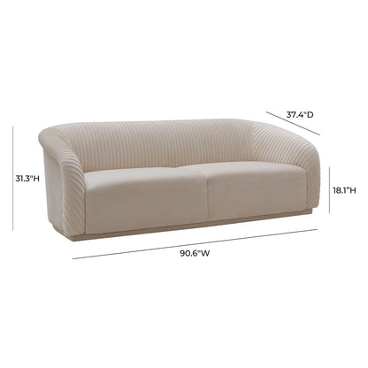 Yara 90.6" Pleated Performance Velvet Sofa