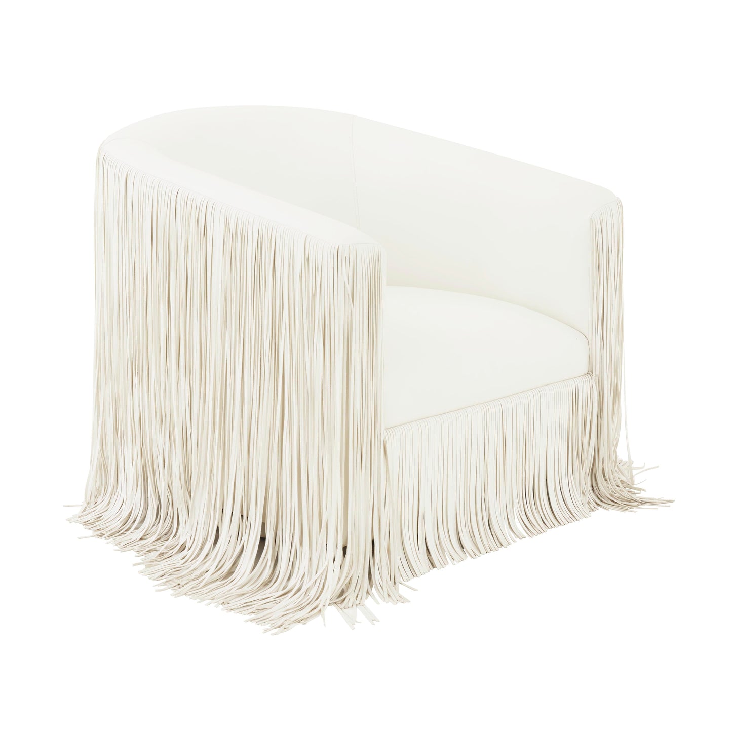 Shag Me Performance Vegan Leather Swivel Accent Chair - Ivory