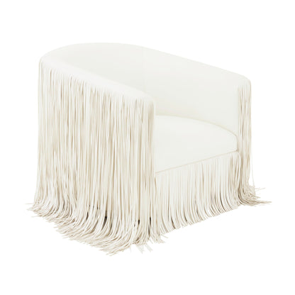 Shag Me Performance Vegan Leather Swivel Accent Chair - Ivory