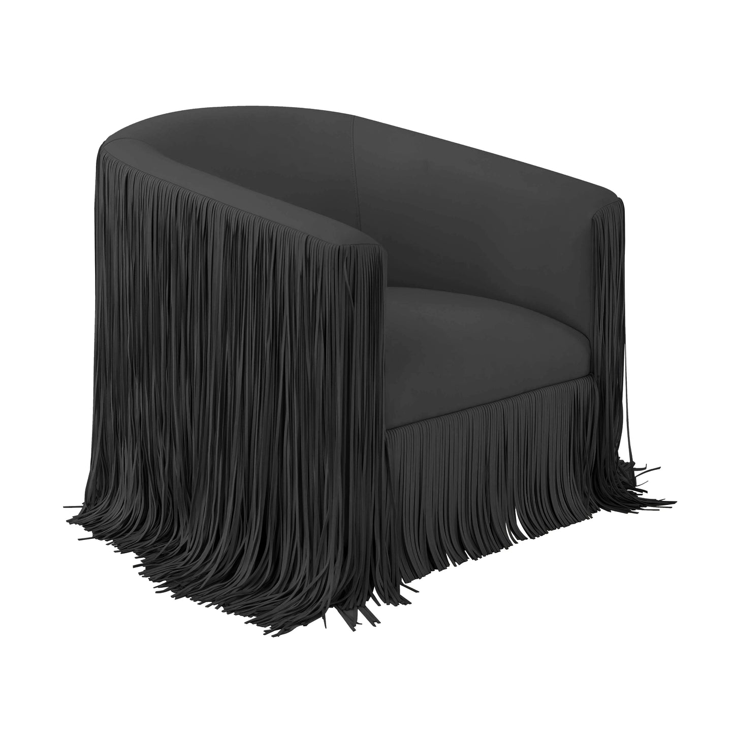 Shag Me Performance Vegan Leather Swivel Accent Chair - Black