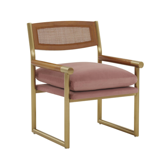 Harlow Rattan and Performance Velvet Accent Chair