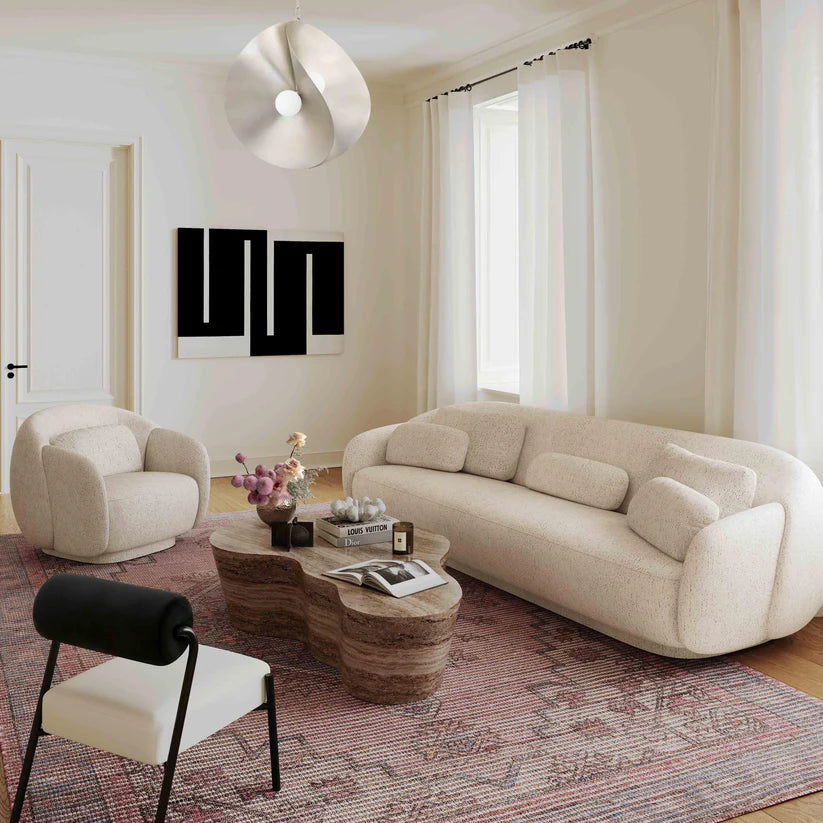 Mis 115" Cream Performance Boucle Modular Sofa