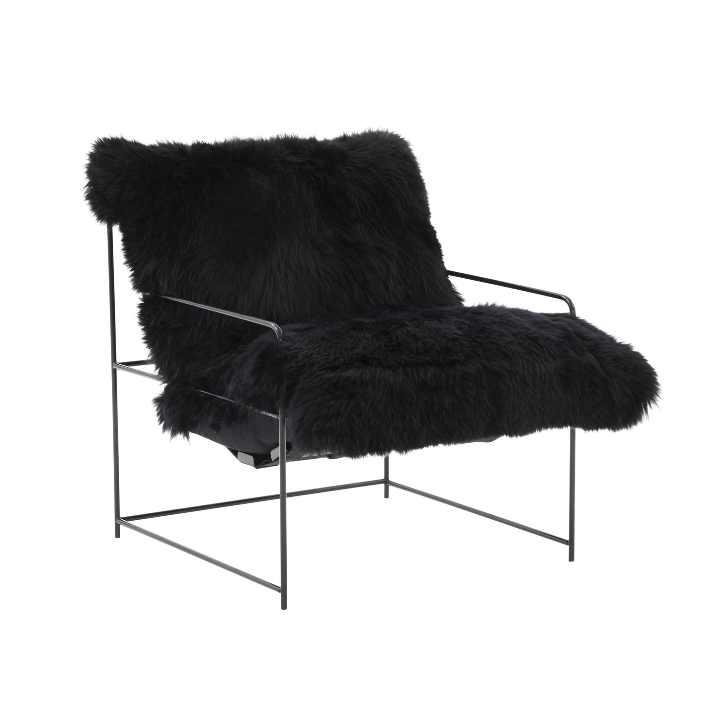 Kimi Genuine Sheepskin Accent Chair - Black