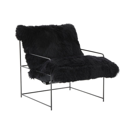 Kimi Genuine Sheepskin Accent Chair - Black