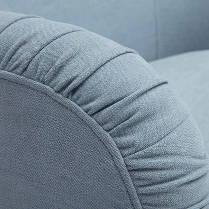 Pamela Faded Blue Upcycled Performance Fabric Tasseled Lounge Accent Chair
