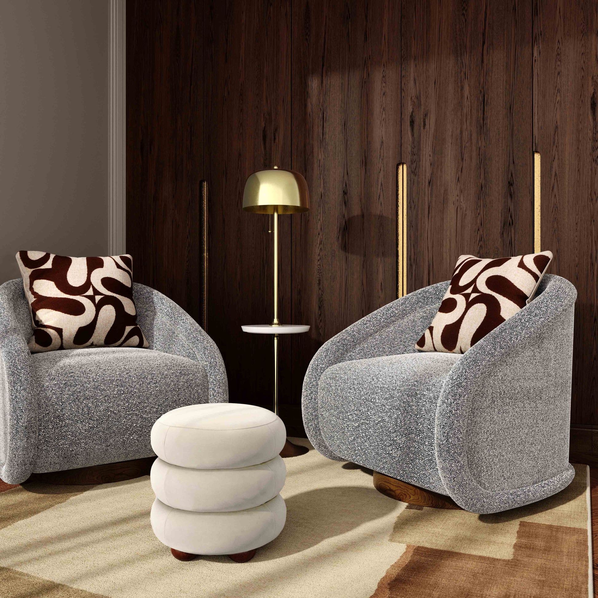 Stefanie Performance Velvet Ottoman