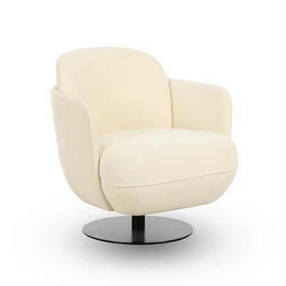 Solange Performance Velvet Swivel Accent Chair - Cream