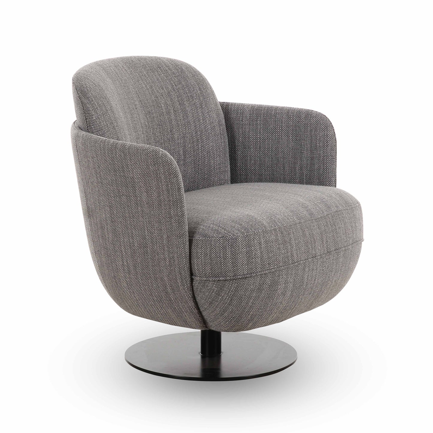 Solange Grey Textured Contract-Grade Weave Fabric Swivel Accent Chair - Default Variant