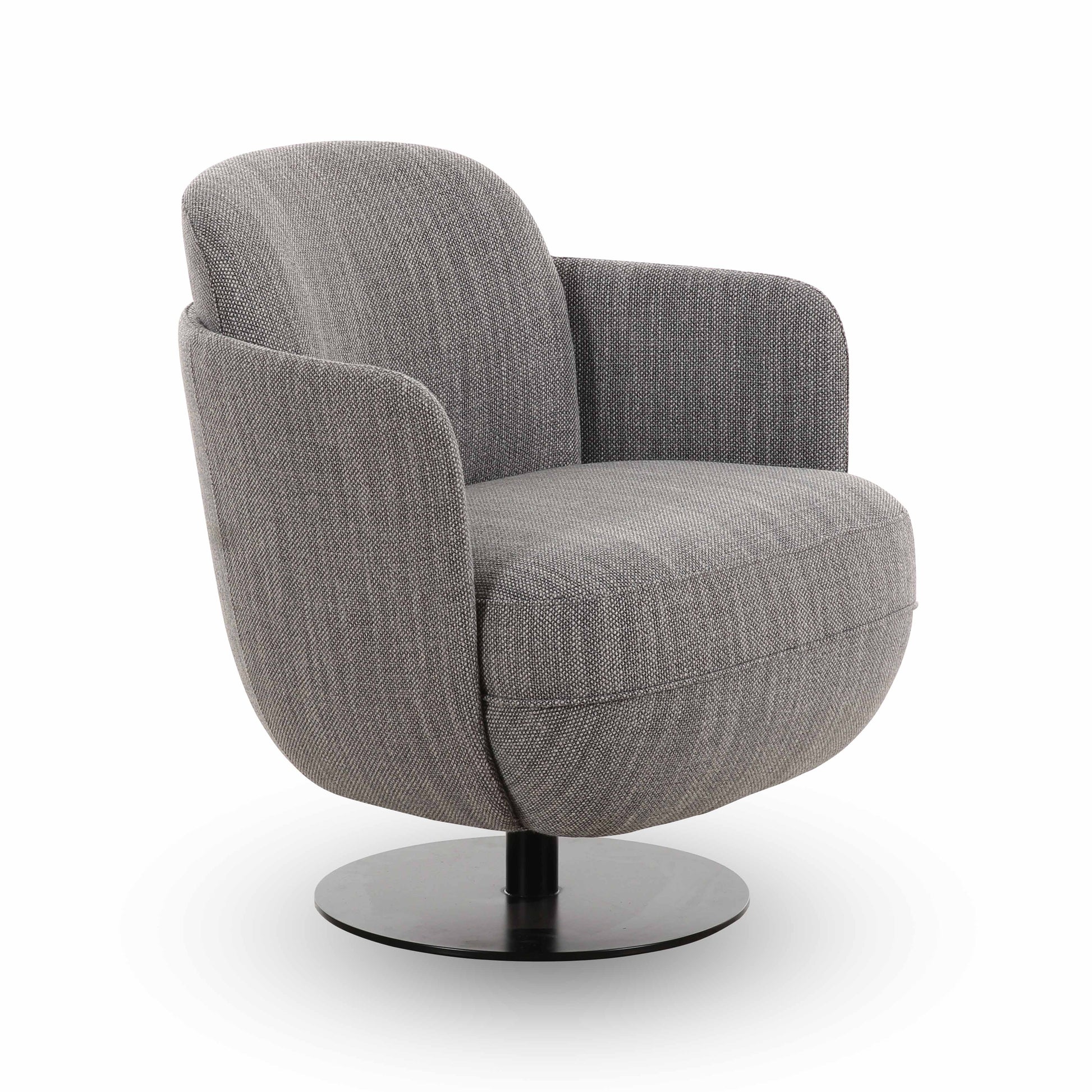 Solange Grey Textured Contract-Grade Weave Fabric Swivel Accent Chair - Default Variant