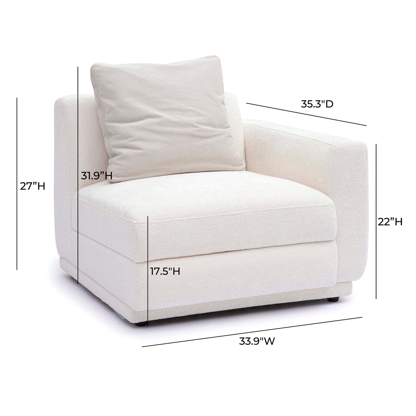 Perry Cream Performance Chenille Modular Corner Chair