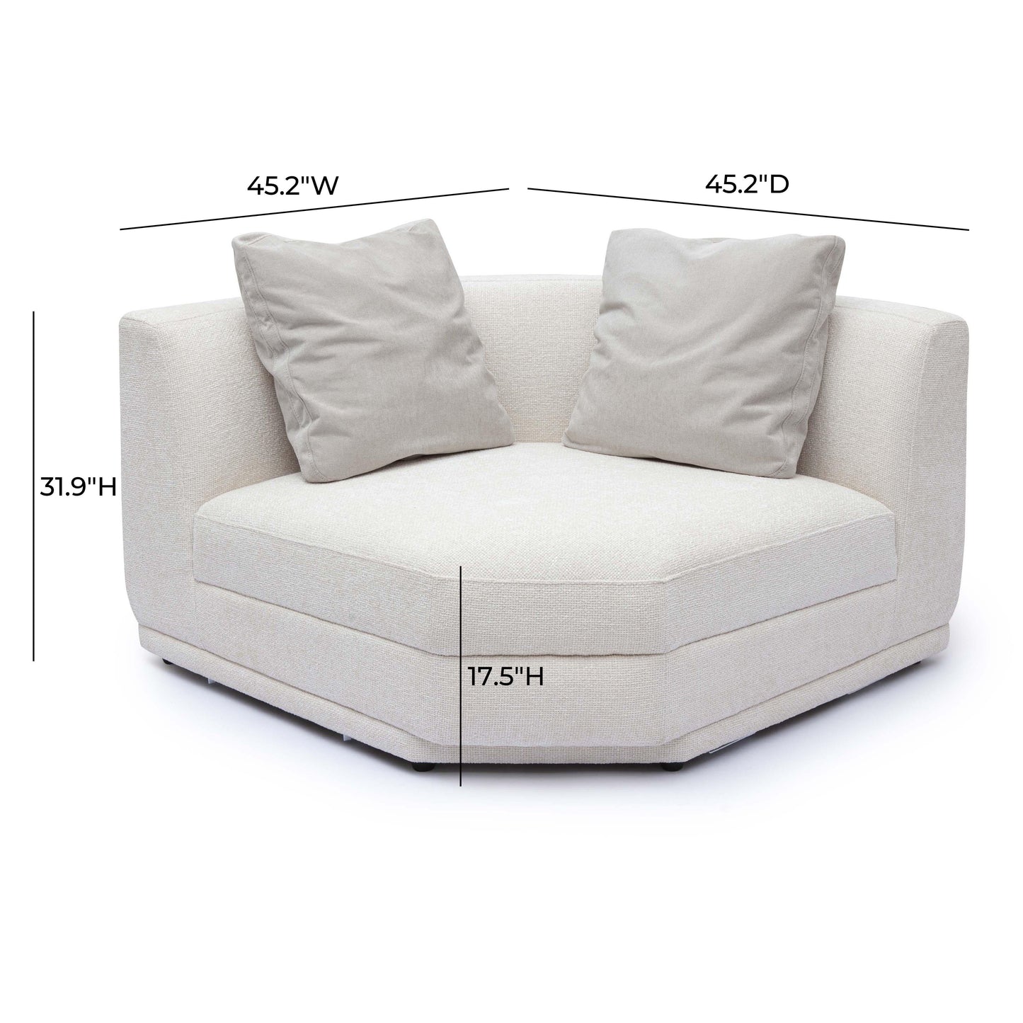 Perry Cream Performance Chenille Modular Wedge Corner Chair