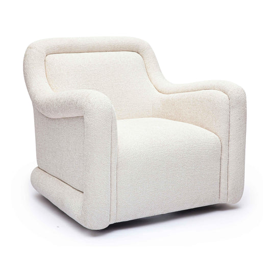 Charli Cream Performance Basketweave Chenille Swivel Chair