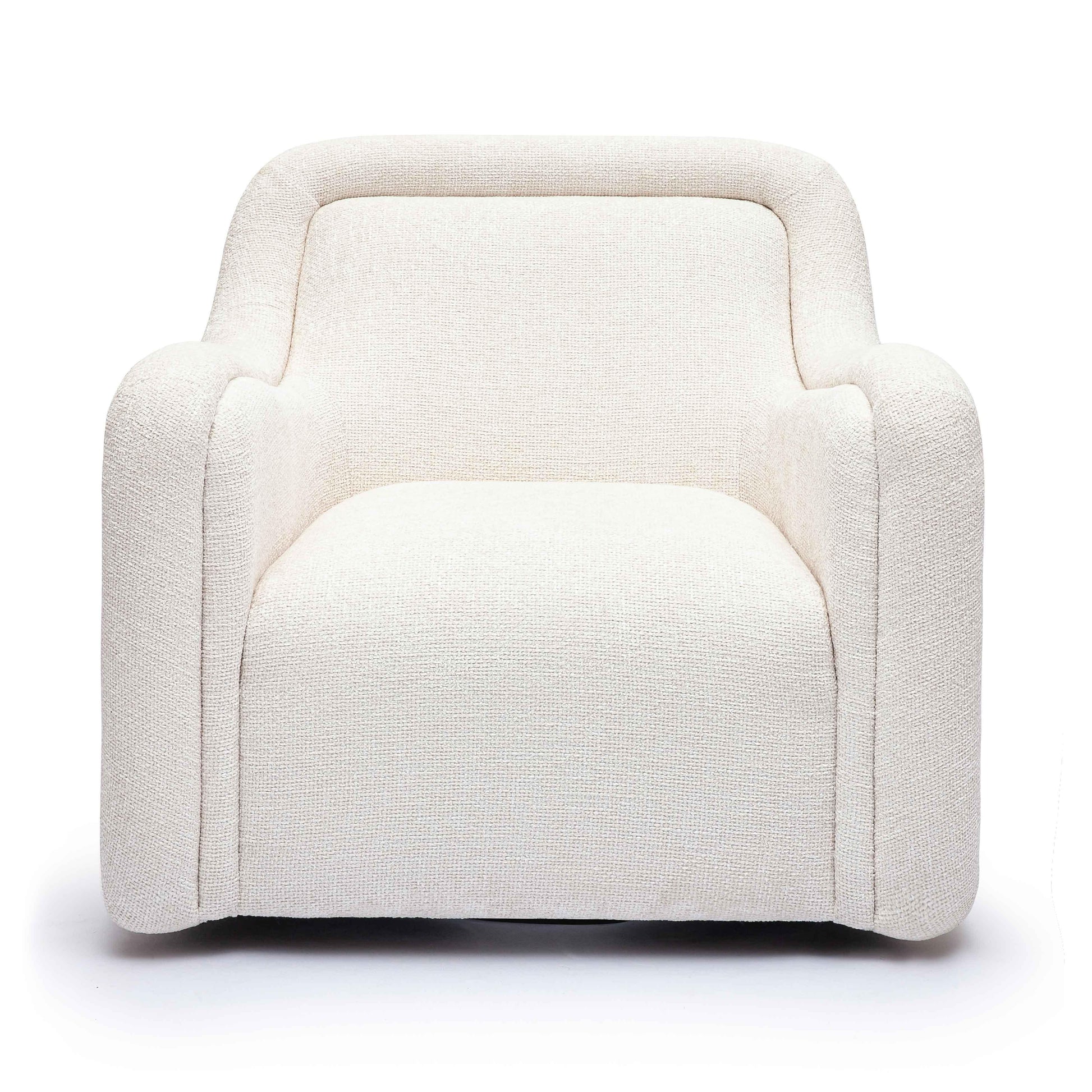 Charli Cream Performance Basketweave Chenille Swivel Chair