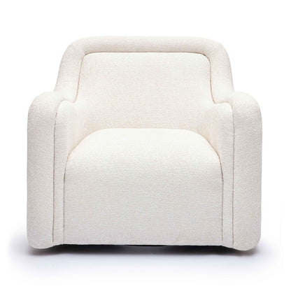 Charli Cream Performance Basketweave Chenille Swivel Chair