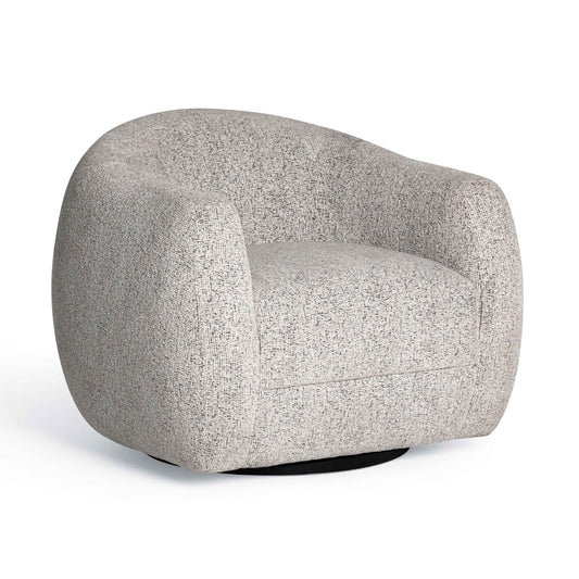Judy Black and White Woven Performance Fabric Swivel Accent Chair