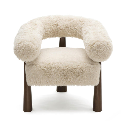 Spara Contract-Grade Straight Vegan Shearling Accent Chair - Natural
