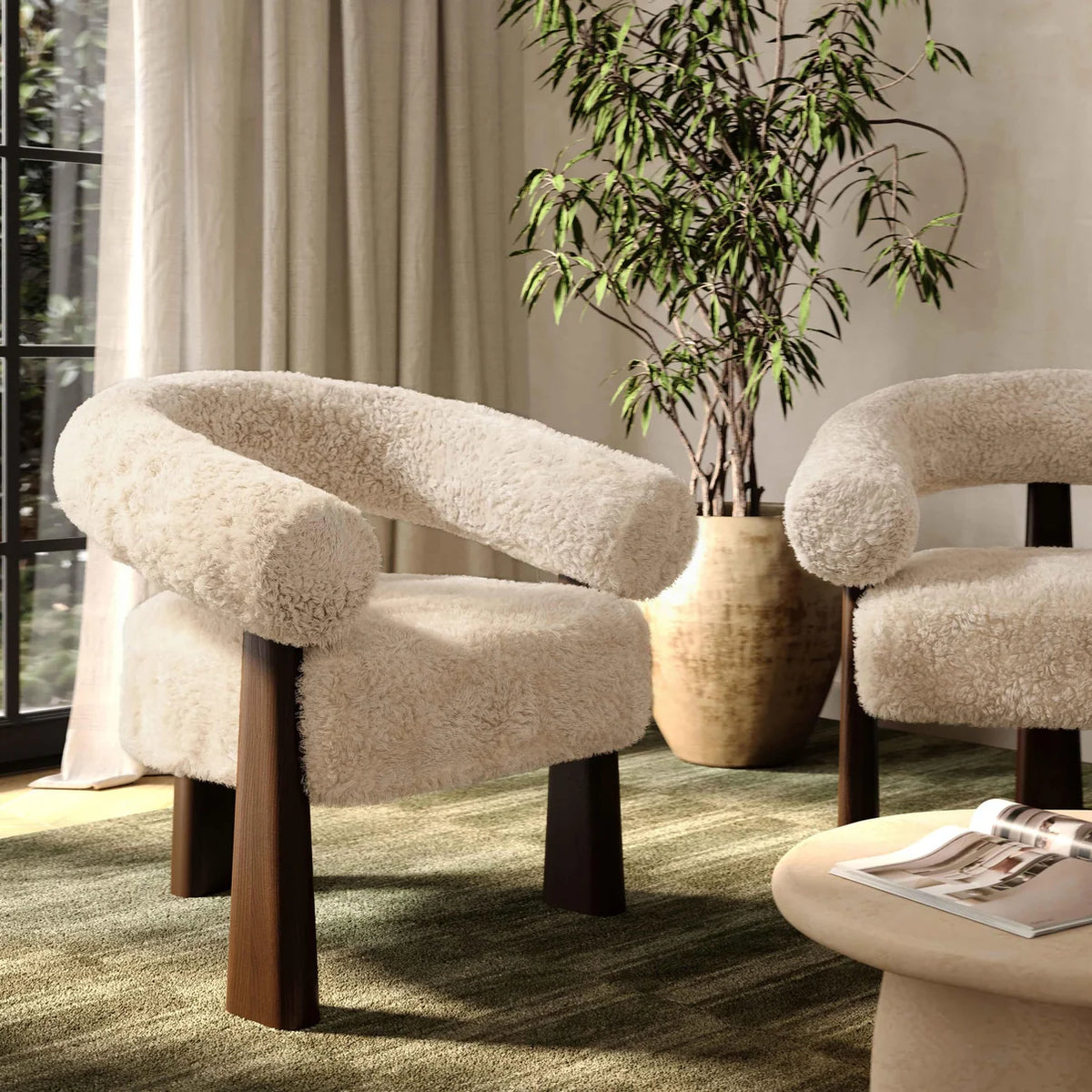 Spara Contract-Grade Straight Vegan Shearling Accent Chair