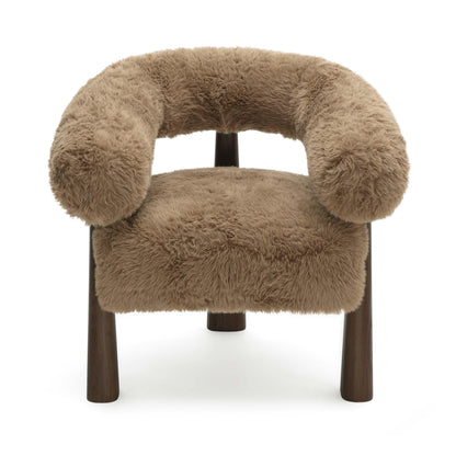 Spara Contract-Grade Straight Vegan Shearling Accent Chair - Taupe