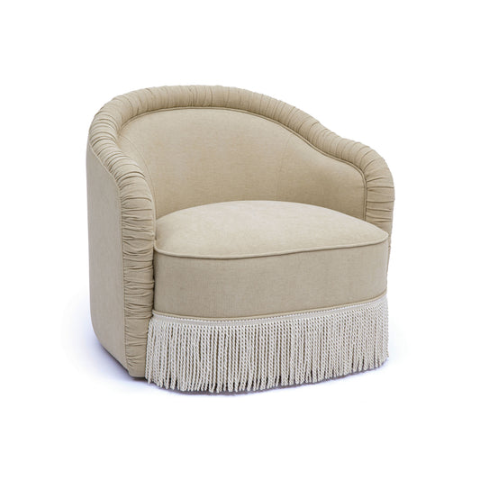 Pamela Tan Performance Chenille Tasseled Lounge Accent Chair