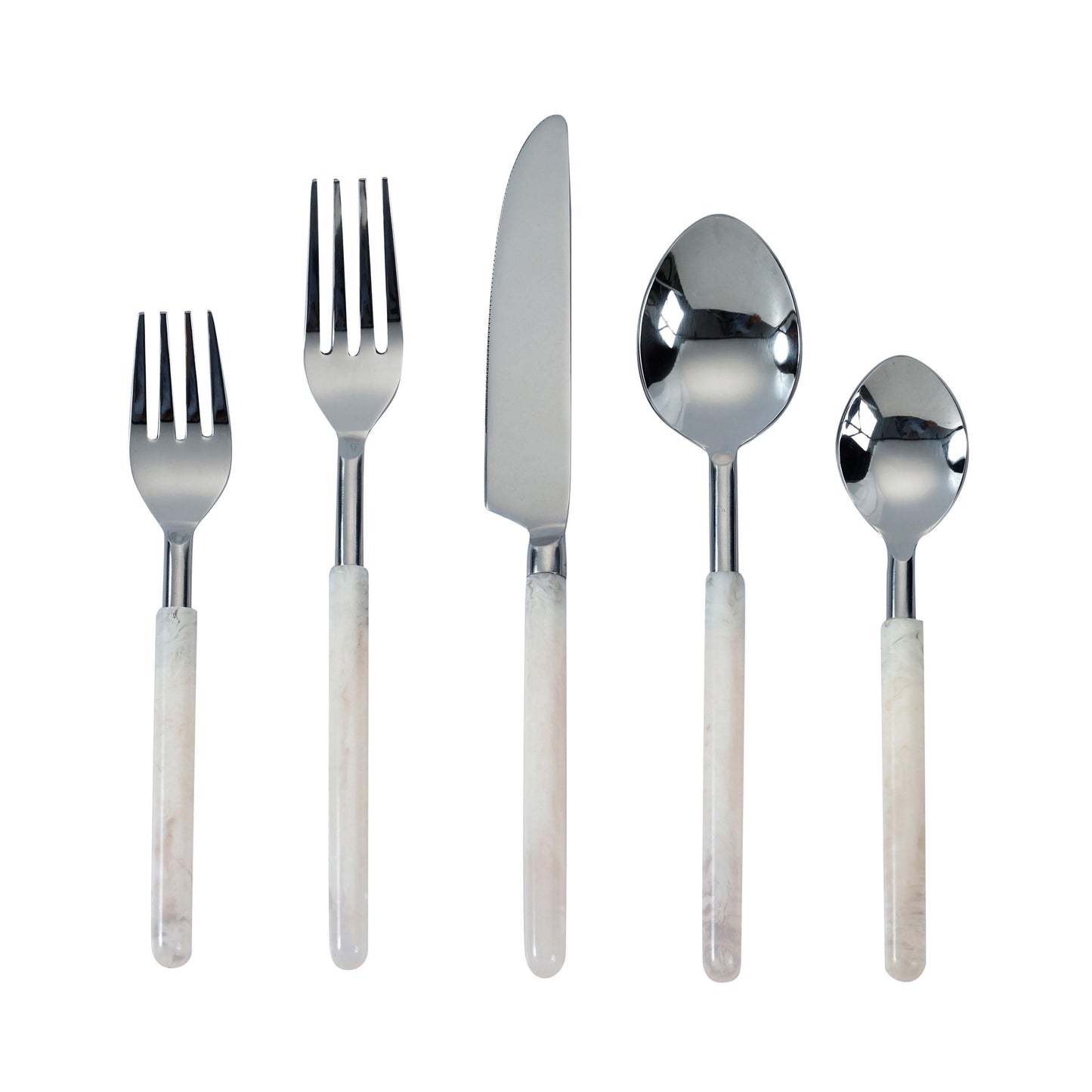 Frose Silver Stainless Steel Flatware - Set of 5 Pieces - Service For 1 - Default Variant