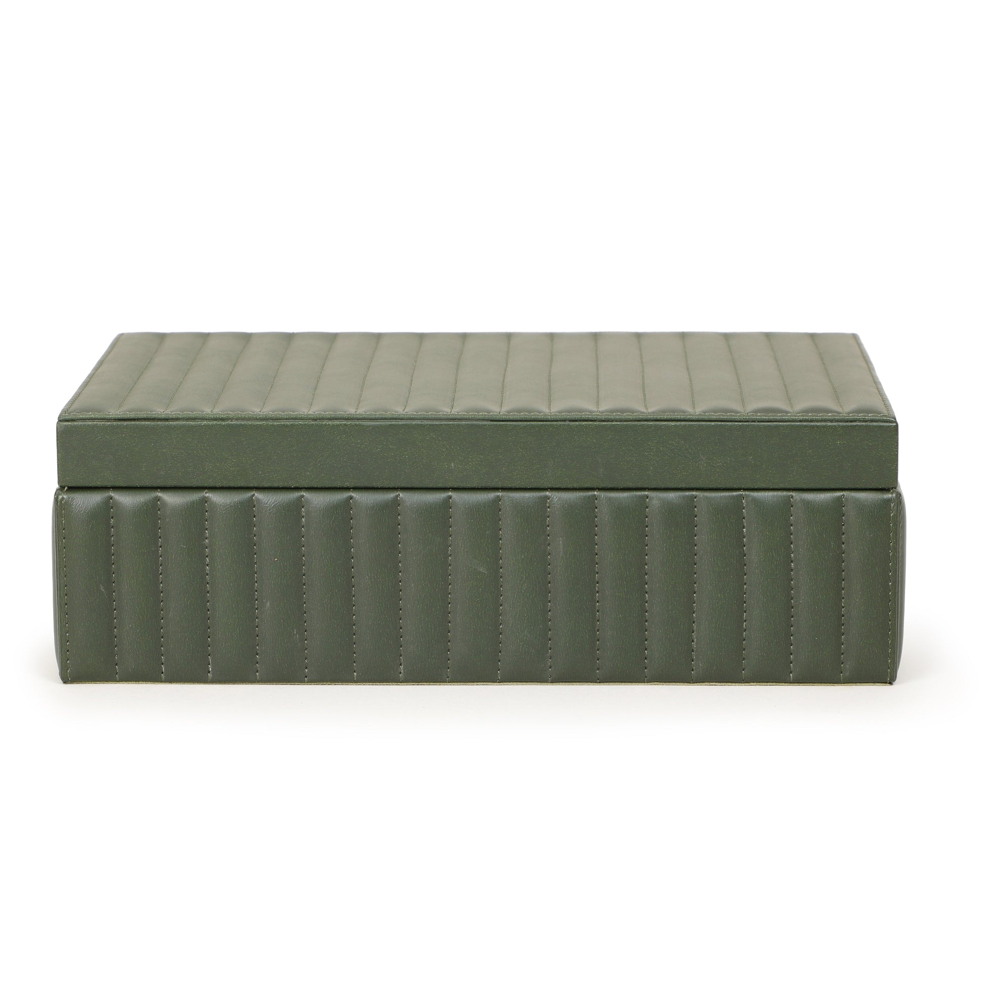 Eton Ribbed Green Vegan Leather Contract-Grade Storage Box - Default Variant
