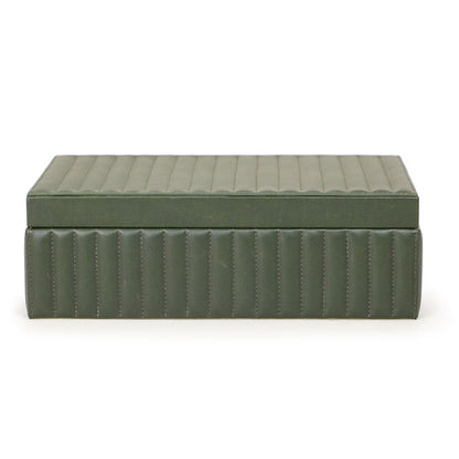 Eton Ribbed Green Vegan Leather Contract-Grade Storage Box - Default Variant